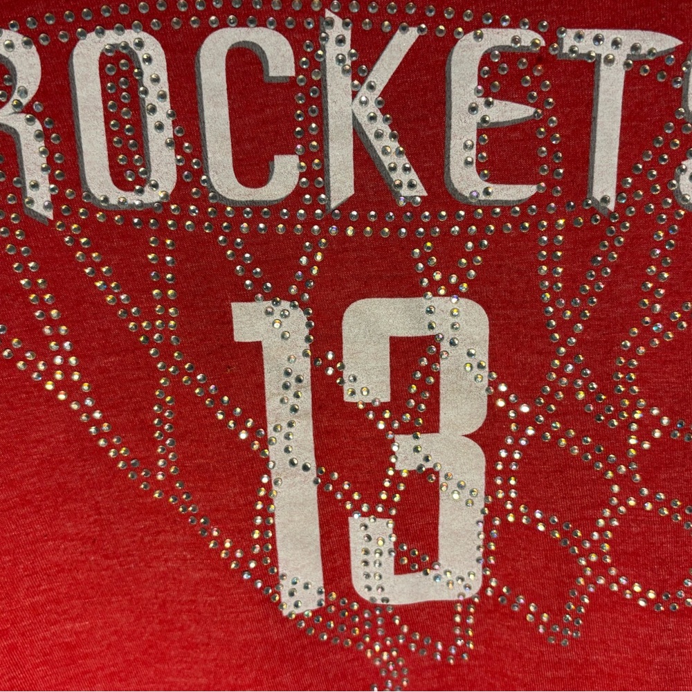 Adidas Houston Rockets #13 Rhinestone Tee Women’s Red - Picture 4 of 9
